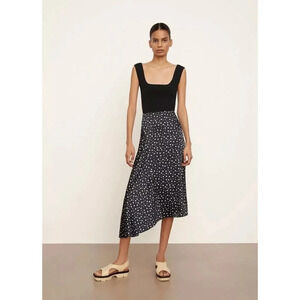 NWT $345 Vince Tossed Dot Draped Knot Midi Skirt - Plus Size Satin Asymmetric